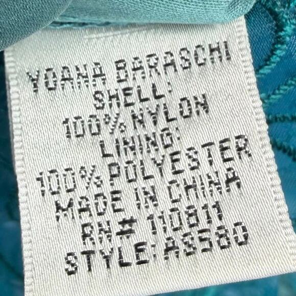 Yoana Baraschi A-Line Skirt Womens Sz 8 Teal 3D Floral Embroidered Mesh Lined - Picture 7 of 9